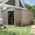 thumbnail image 5 of ALAULM 8x6 ft Outdoor Steel Storage Shed with Lockable Sliding Door, Waterproof Metal Tool Shed for Garden, Brown, 5 of 7