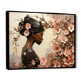 thumbnail image 2 of Designart "Floral Dance of African American in Gold and Pink" Fashion Framed Wall Art - Glam Black Woman African Entryway Framed Wall Art, 2 of 6