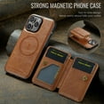 thumbnail image 5 of Compatible for iPhone 14 Wallet Case,[Support MagSafe Wireless Charging] Back Flip Magnetic Leather Phone Cover with Detachable RFID Blocking Card Holder For iPhone 14,Brown, 5 of 14