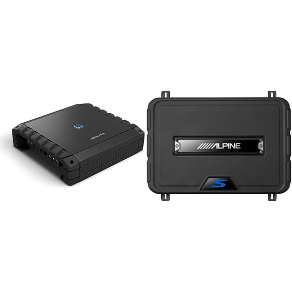 Alpine S2-A60M S-Series Class-D Amp & SS-SB10 Single 10” S-Series Shallow Preloaded Subwoofer Enclosure