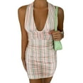 thumbnail image 1 of Kmbangi Women?s Solid Color/Stripe Pleated Halter Slim Fit Short Dress, 1 of 9