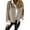 Khaki, variant on Women's Winter Jacket - Round Neck Thick Fleece, Open Stitch Short Type Cardigan, Warm Windproof Coat