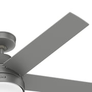 Hunter 52 inch Indoor Ceiling Fan with LED Light and Remote Control - Silver Modern Smart Ceiling Fan, Standard Mount, 5 Blades, For Bedroom, Living Room, or Kitchen - Aerodyne 51315, Matte Silver