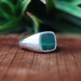 thumbnail image 4 of Green Malachite Ring, 925 Silver Ring, Men's Signet Ring, Minimalist Ring, Statement Ring, Handmade Jewelry, Boho Jewelry, Bold Stone Ring**, 4 of 6