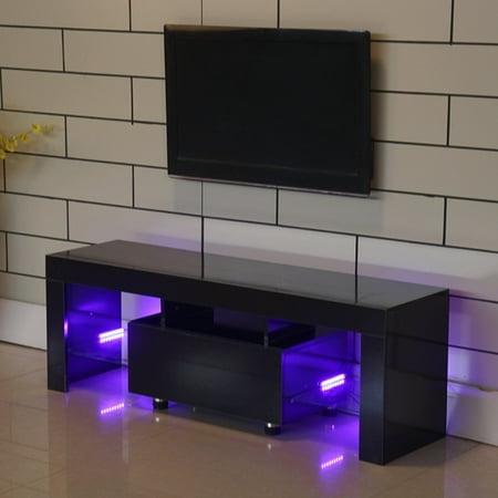 Tv Stand High Gloss Media Console Cabinet With 2 Led Shelves For Tv Stand High Gloss Media Console Cabinet With 2 Led Shelves For Living Room Storage White