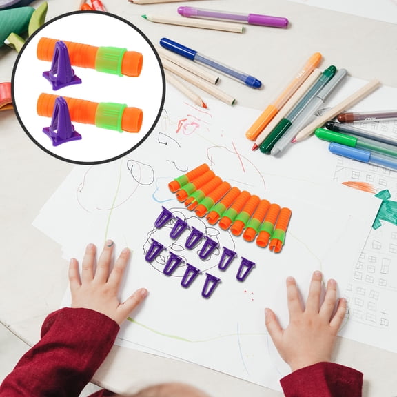 LEORX Crayon Lengthener 10Pcs Oil Pastel Extender Plastic Reduces Hand Fatigue for Drawing Tools