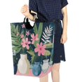 thumbnail image 4 of Yayeee Freestanding Laundry Hamper with Handle Collapsible Large Storage Basket for Clothes, Green Floral, 4 of 7