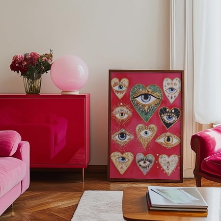 Mystical Eye Heart Art Print, Witchy Red Room Decor, Gothic Valentine, Unframed Paper Print Size 8x12