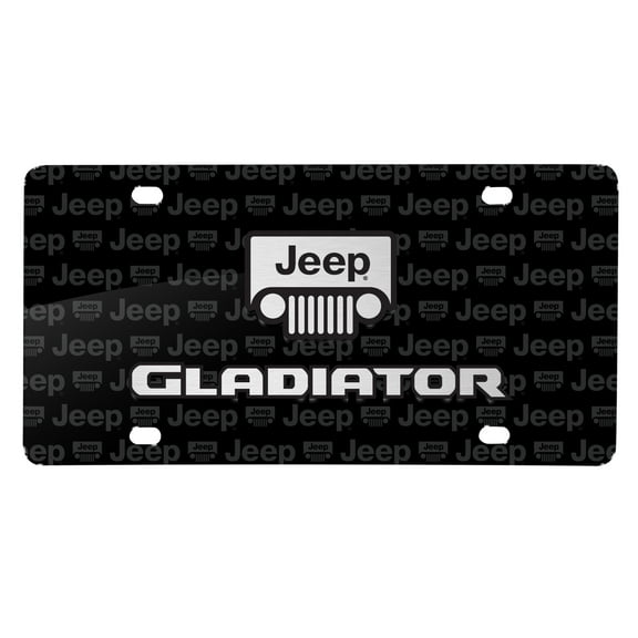 Jeep Gladiator 3D Logo on Logo Pattern Black Aluminum License Plate