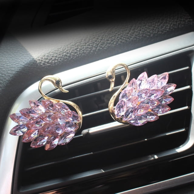 Clip de cristal para ventilación de coche, cisne de cristal brillante, ambientador para coche, decoración de diamantes de imitación para coche, rendimiento impulsado