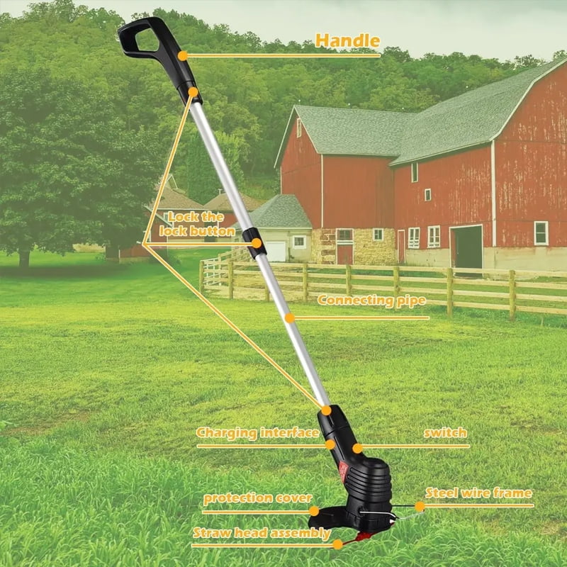 Portable Garden Mower Cordless Garden Mower Lithium Lawn Mower Home Trimmer Garden Weeder Weed Wheel