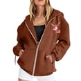thumbnail image 7 of Womens Christmas Sweatshirt Women'S Christmas Printed Zipper Long Sleeved Pocket Drawstring Casual Fleece Hooded Hoody Christmas Hoodie Brown XXL, 7 of 7