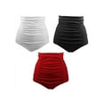 thumbnail image 5 of Ame Women Fashion High Waist Bikini Bottom Ladies Retro Solid Pleated Swimming Briefs Shorts，S-3XL, 5 of 7