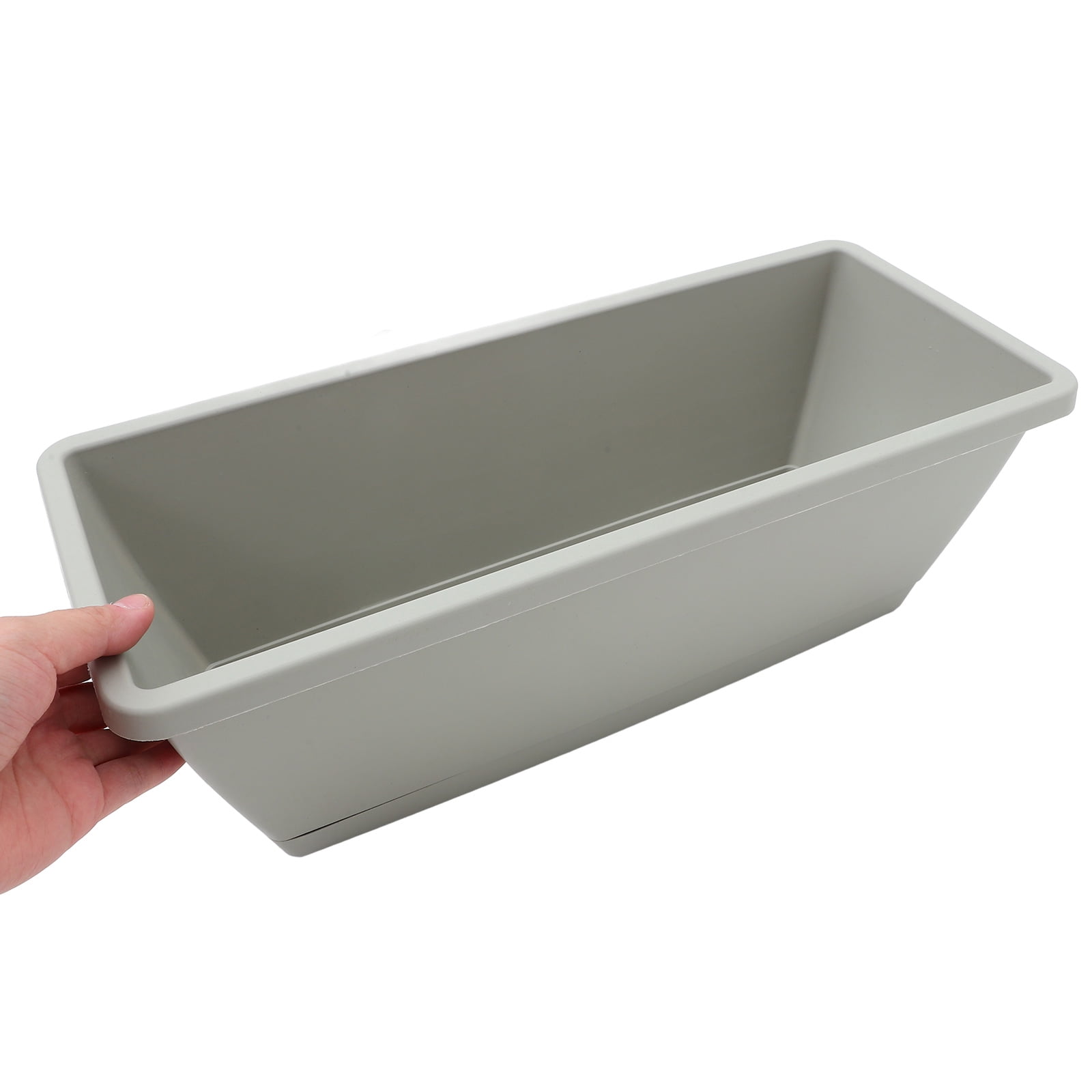 HERFIER 4 Sets of Window Box Planter Vegetable Flower Planter Box Rectangular Flower Pot with Saucer 16.51x6.68x5.97in