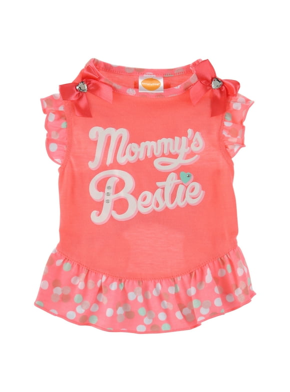 SimplyDog Dog Dress, Coral Dot Mommy's Bestie, ( Large)