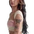 thumbnail image 6 of Women Crochet Knitted Two Piece Outfits Hollow Out Sleeveless Crop Tank Top +Bodycon Mini Skirt Set Y2k Beachwear Streetwear, 6 of 7