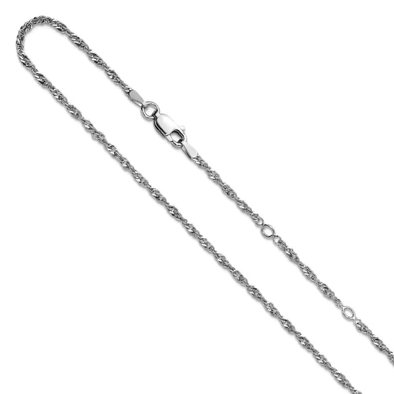 925 Sterling Silver Rhodium Plated 2mm Singapore 1in 1 Inch Adjustable Chain Necklace 16 Inch Chain Necklace for Women a