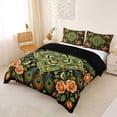thumbnail image 3 of jejeloiu Vibrant Mandala Duvet Cover King For Men Women,Peacock Pattern King Bedding,Multi Black,Black Reversible,3 Pieces,1 Duvet Cover and 2 Pillowcases, 3 of 6