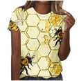 thumbnail image 2 of Womens Tops Short Sleeved Honeybee Festival Casual Printed Round Neck T-shirt Khaki XXL, 2 of 5