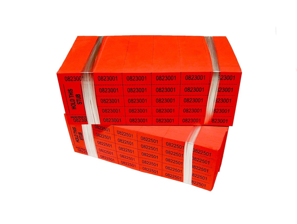 Auction Tickets - 1000 Sheets - Assorted Colors (Red)