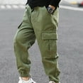 thumbnail image 2 of ZDHoor Boys' Cargo Pants Casual Sweatpants Kids Joggers Elastic Waist Outdoor Hiking Baggy Trousers Army Green 14, 2 of 4