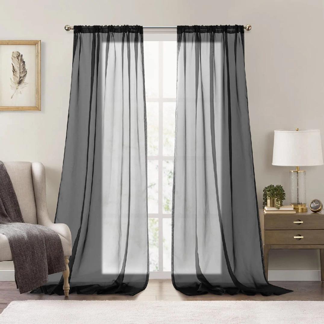 Sheer Curtains , See Through Voile Window Curtains ，