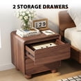 thumbnail image 7 of YOCWO Nightstand Set of 2 for Bedroom, Mid Century Bedside Table with Arc Edge and Round Leg, Wood Storage Chest of Drawer Organizer for Bedroom Living Room Hallway Closet, Walnut, 7 of 7