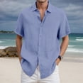 thumbnail image 2 of DGMIOCS Men's Spring Shirt Short Sleeve Lightweight Work Wear Blue1 XXL, 2 of 4
