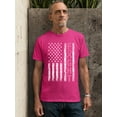 thumbnail image 2 of Breast Cancer Support Pink Ribbon Fight US Flag Unisex Men's T-shirt, S, Cyber Pink, 2 of 5
