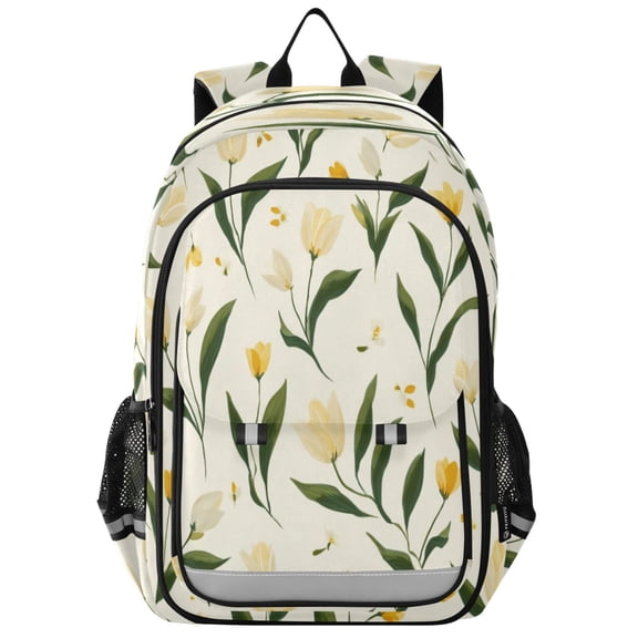 Backpack 12.9 *5.1 * 17.7 Inches Outing Backpack, Shopping Backpack, Travel Backpack Simple Tulip Jasmine Pattern