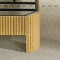 thumbnail image 6 of Miniyam Full XL Size Bed with Textured Wave-Panel Headboard and Charging Station, Woodgrain Storage Shelf with USB and Outlets for Adult, Natural, 6 of 7