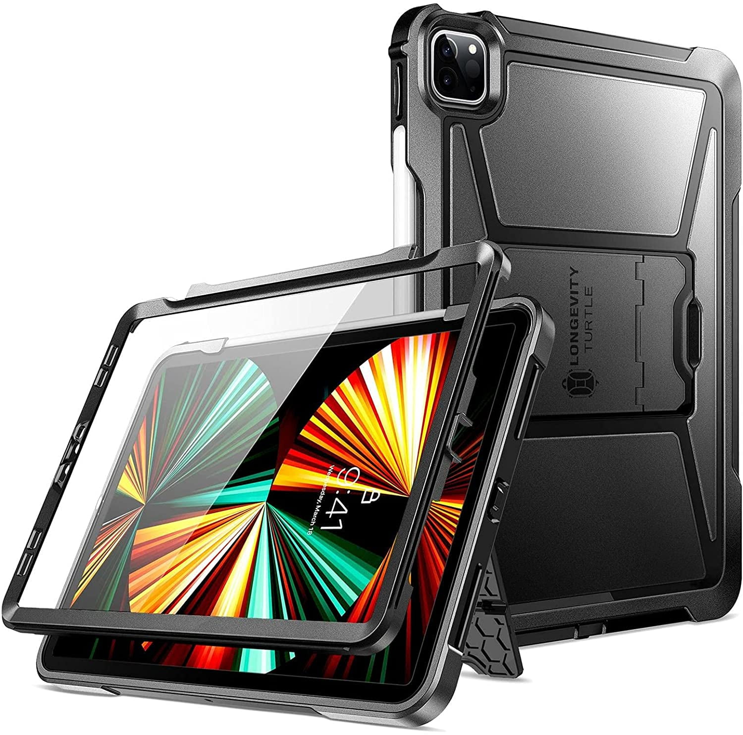 Ztotopcases For Ipad Pro 12 9 Case 6th 5th Generation 22 21 Rugged Cover With Built In Screen Protector Black Walmart Com