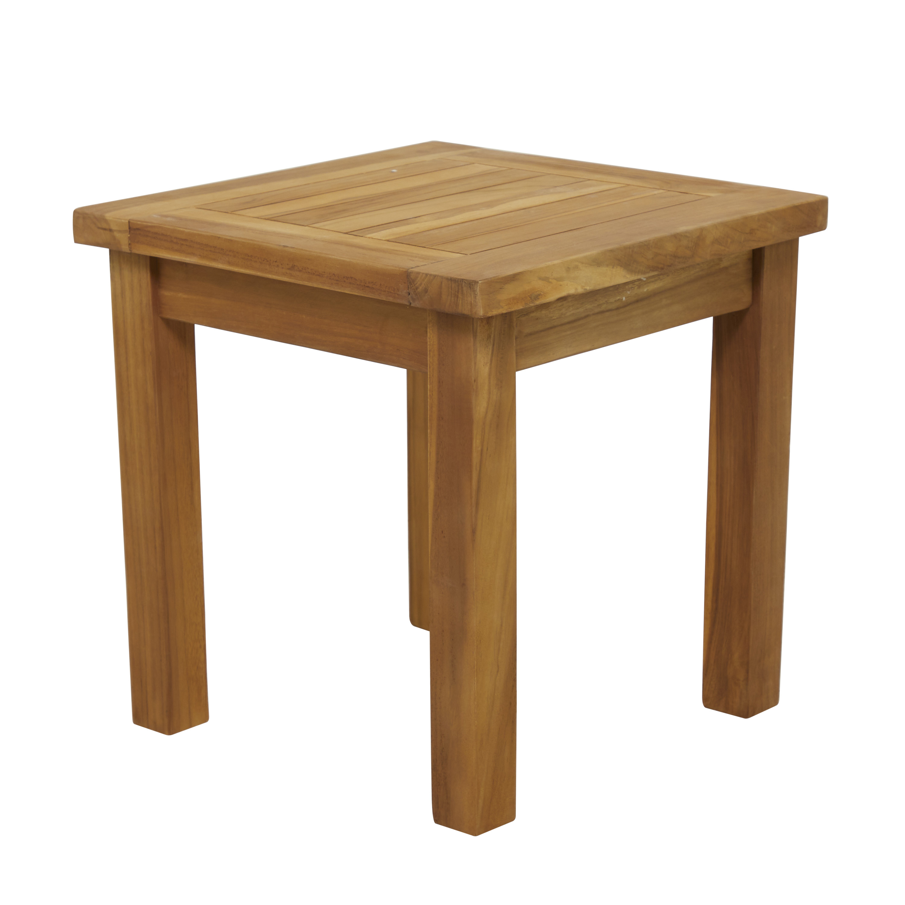 DecMode Brown Traditional Square Outdoor Wood Accent Table, 19"W x 18"H
