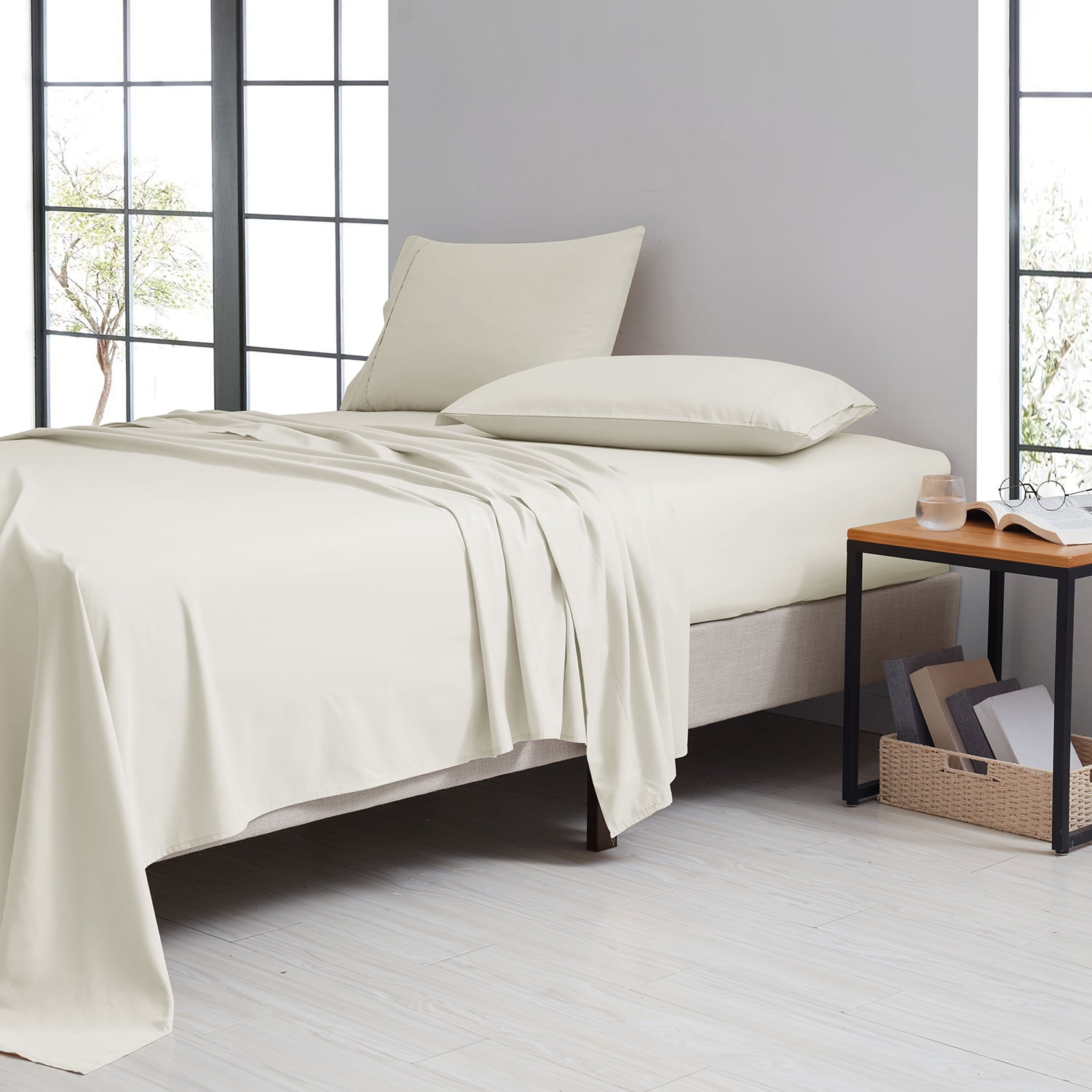 Rayon from Bamboo 4 Piece Luxury Solid Sheet Set 8 Colors Ivory