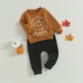 thumbnail image 2 of Gupgi 2PCS Toddler Boy Fall Sets, Long Sleeve Letter Pumpkin Print Sweatshirt Drawstring Pants, 2 of 9