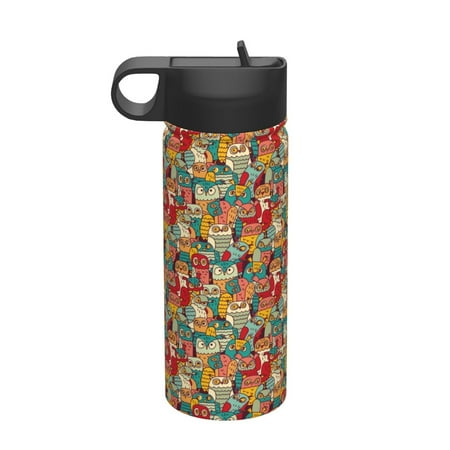 

Gaeub Funny Owl Bird Printed 18oz Sports Insulated Kettle With Straw Sports Insulated Bottle Water Bottle For Running Hiking Cycling Climbing Mens Womans Insulated Water Bottle