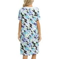 thumbnail image 4 of Women's Nightgown Short Sleeve Sleepshirt Floral Print Nightdress V Neck Night Shirts Casual House Dress, 4 of 6