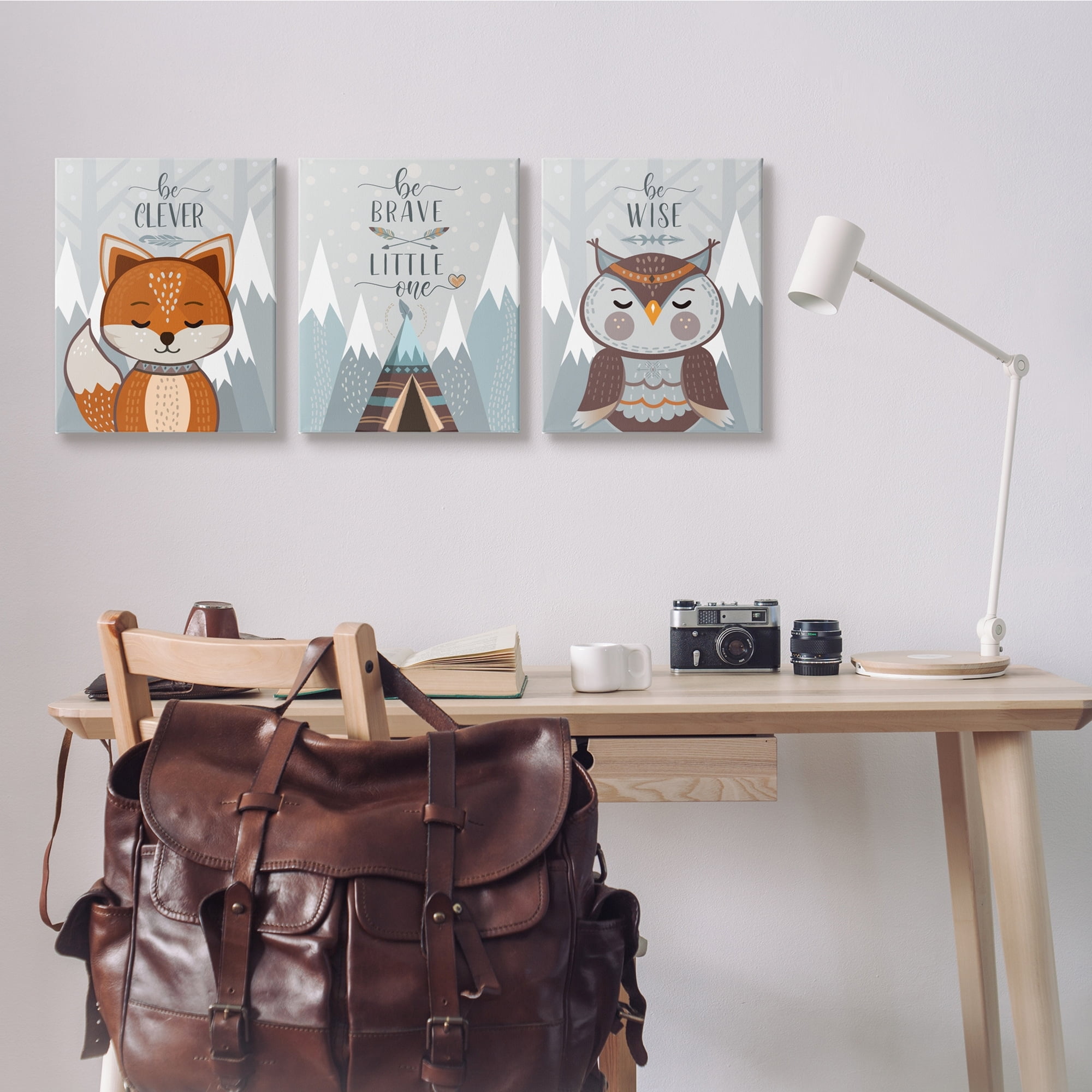 Stupell Industries Be Clever Brave And Wise Phrases Forest Animal Canvas Wall Art, 16 x 20, Design by AE Design