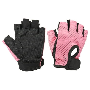 Uxcell Fishing Gloves Breathable Fingerless Fishing Sun Protection Gloves for Men Women, Pink (XL Size)