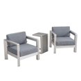 thumbnail image 1 of Noble House Aviara 3 Piece Outdoor Wicker Top Conversation Set in Silver, 1 of 13