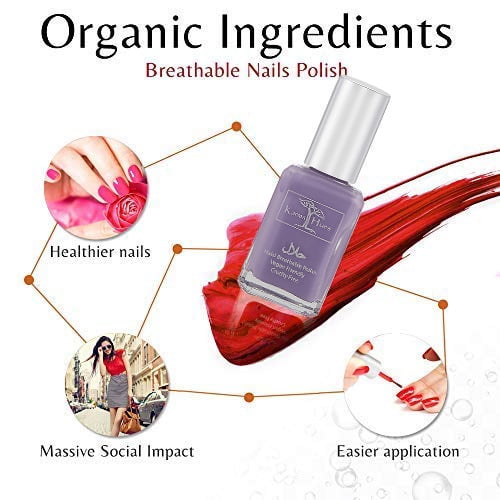Karma Organic Beautiful Halal Certified Nail Polish Gift Set- Truly Breathable Cruelty Free and Vegan - Oxygen Permeable Wudu Friendly Nail Enamel (Touch of Lavender)