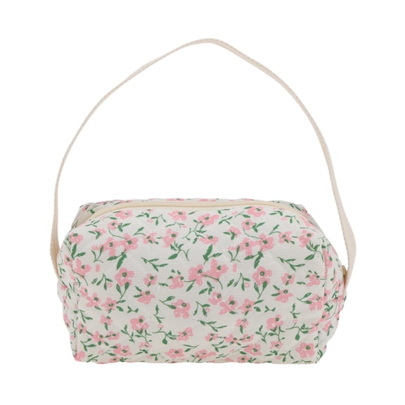 Unique Bargains 1 Pc Gardenia Style Drawstring Makeup Bag for Vacation Pink Polyester