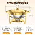 thumbnail image 3 of WARMOUNTS Gold Chafing Dishes for Buffet 2 Pack, 5QT Stainless Steel Round Chafers and Buffet Warmers Sets with Lid Holder, Rolled Rim Process, Stack, 3 of 9