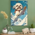 thumbnail image 2 of Lhasa Apso Cute Dog Skiing Stretched Canvas Size 8x12 – Retro Lhasa Apso Dog Batter in Action With Skiing for Themed Living Room, 2 of 5