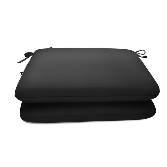 Casual Cushion Outdoor Chair Cushion, Sunbrella Fade & Water Resistant for Patio Dining Chairs, Kitchen & Porch Benches, 18"W x 18"D, 2" thick, Reversible, Canvas Black