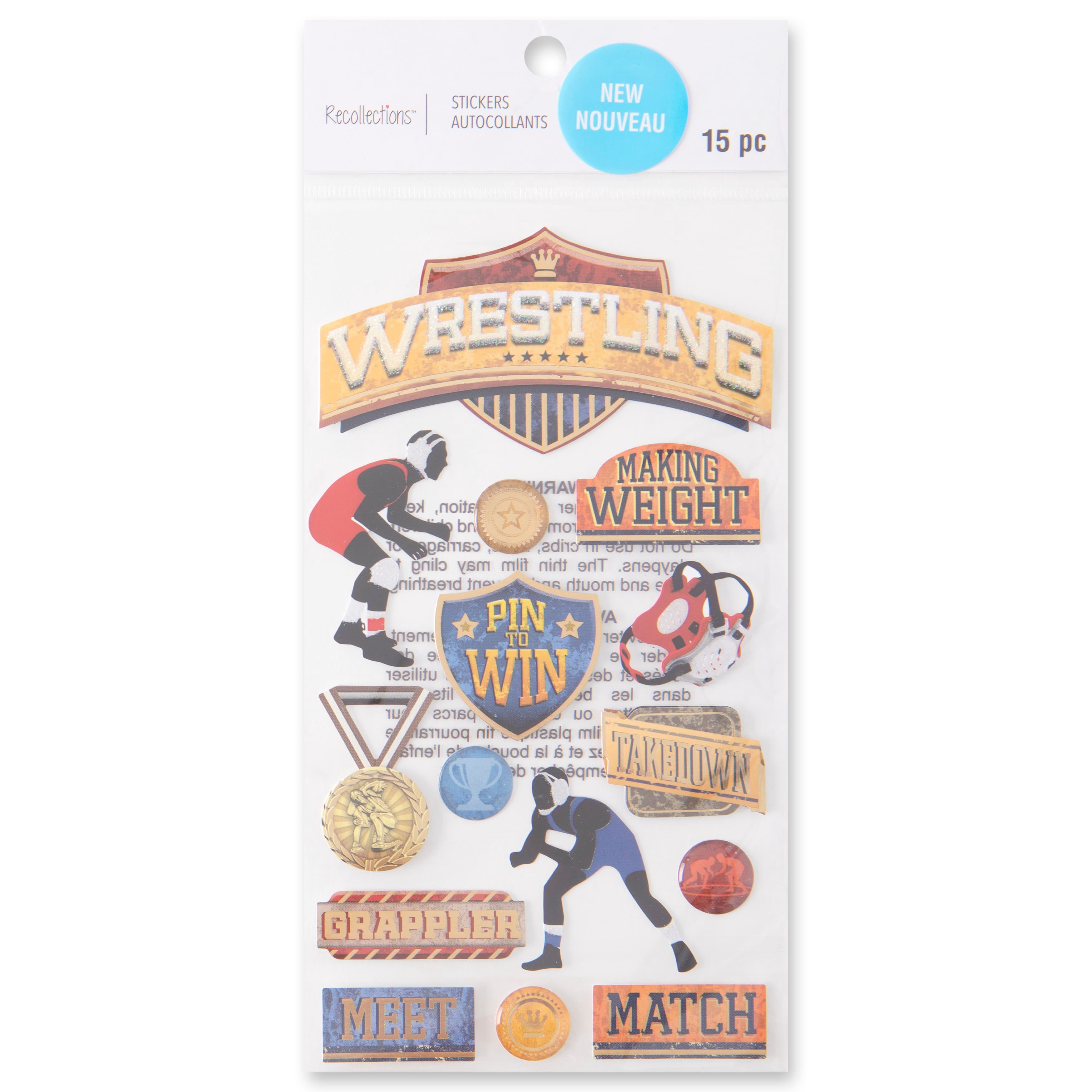 Recollections Wrestling Stickers, 12 Pack