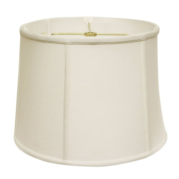 17"W Linen Fabric Slant Retro Drum Softback Lampshade w Washer Fitter in White