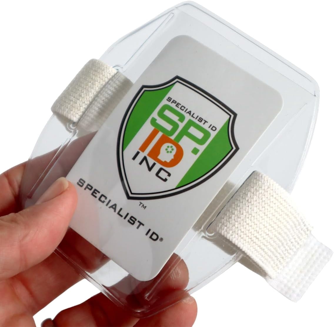 25 Pack - Heavy Duty Ski Pass Holder Arm Band Badge Holder for Youth & Adults - One Size Fits All Adjustable Armband Ski Resort Season Pass Holder with Elastic Band by Specialist ID (White)