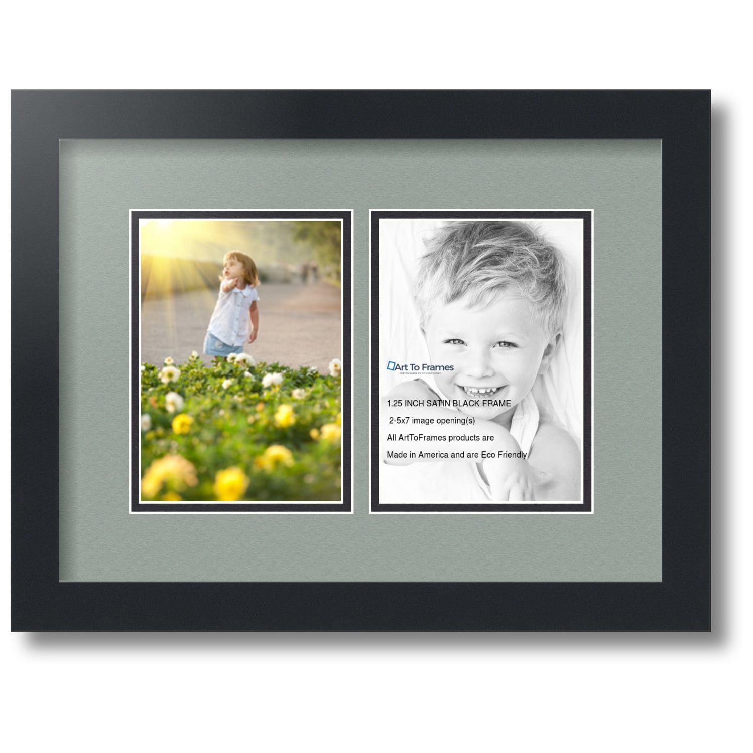 ArtToFrames Collage Photo Frame Double Mat with 2-10x13 Openings and Satin Black Frame 