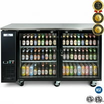 60" Commercial Back Bar Cooler – Double Glass Door Beer Refrigerator, 16 cu.ft, R134a, 115V | NSF ETL Certified